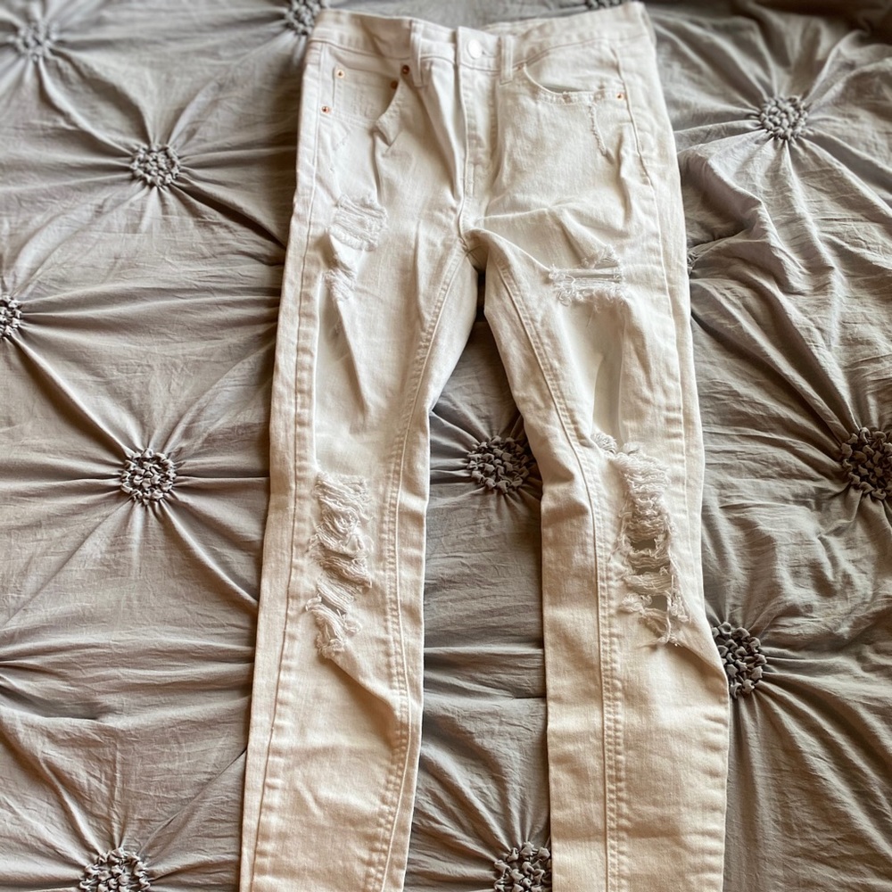 white distressed jeans